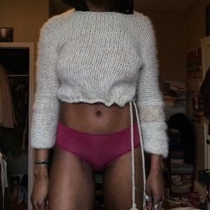 vintage joan vass ny knit adjustable crop top